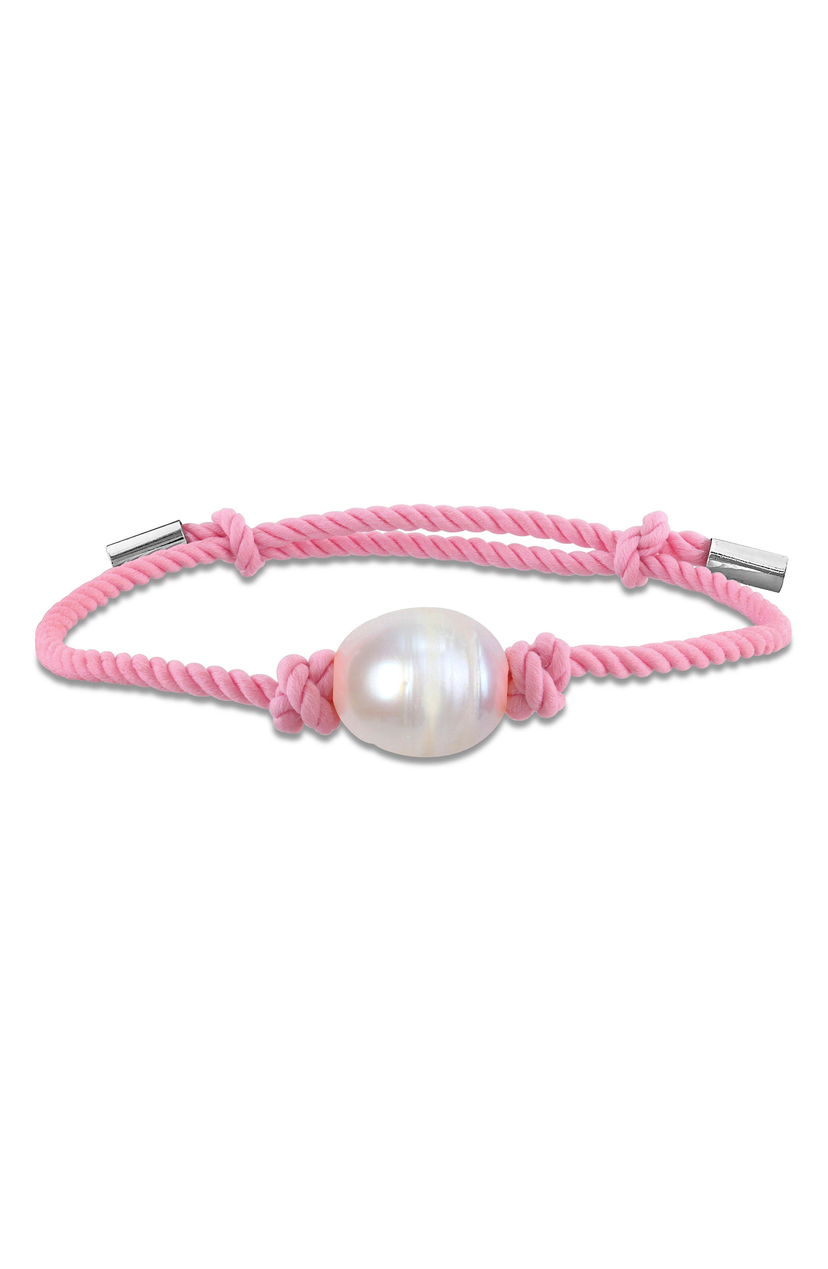 DELMAR Cultured Freshwater Pearl Corded Slider Bracelet
