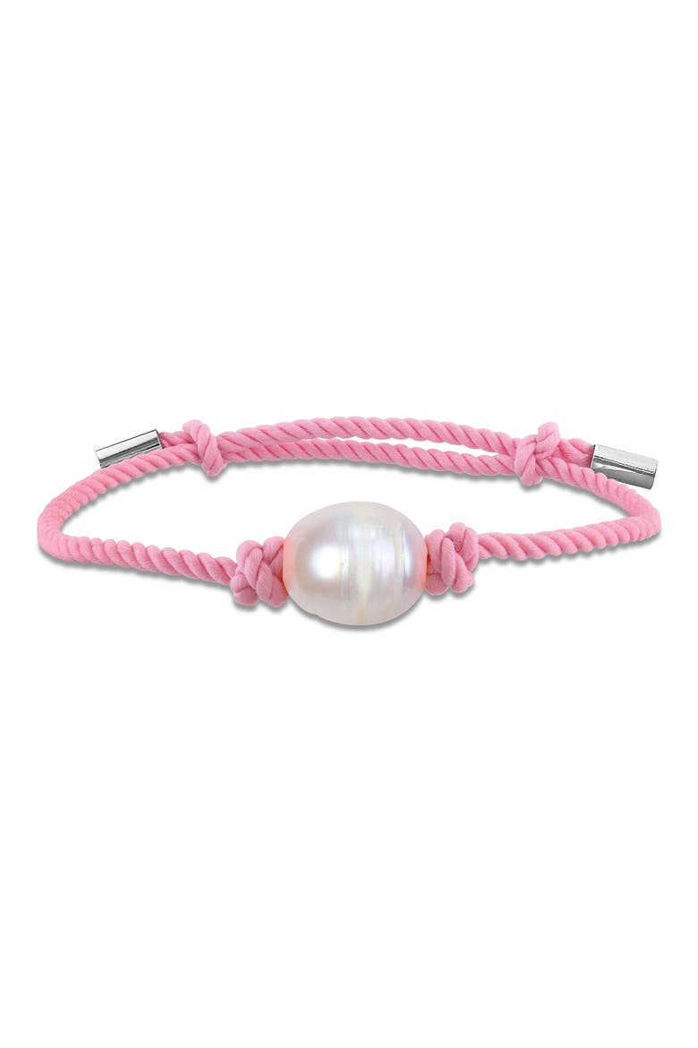 Cultured Freshwater Pearl Corded Slider Bracelet, Main, color, PINK