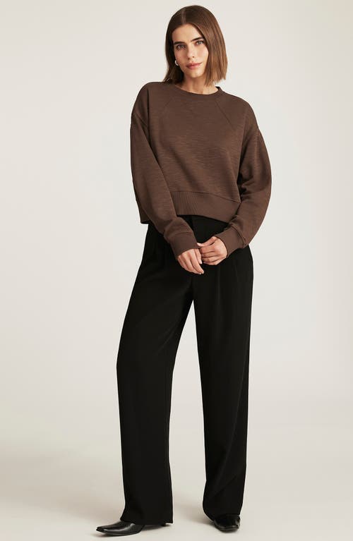 Mavi Jeans Raglan Crewneck Slub Sweatshirt In Brown