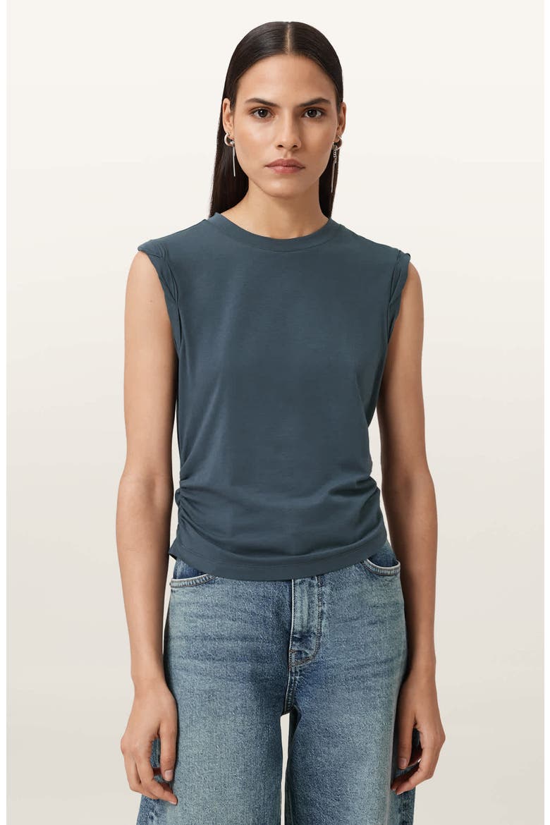 West Side Ruched Tank, Alternate, color, STEEL BLUE