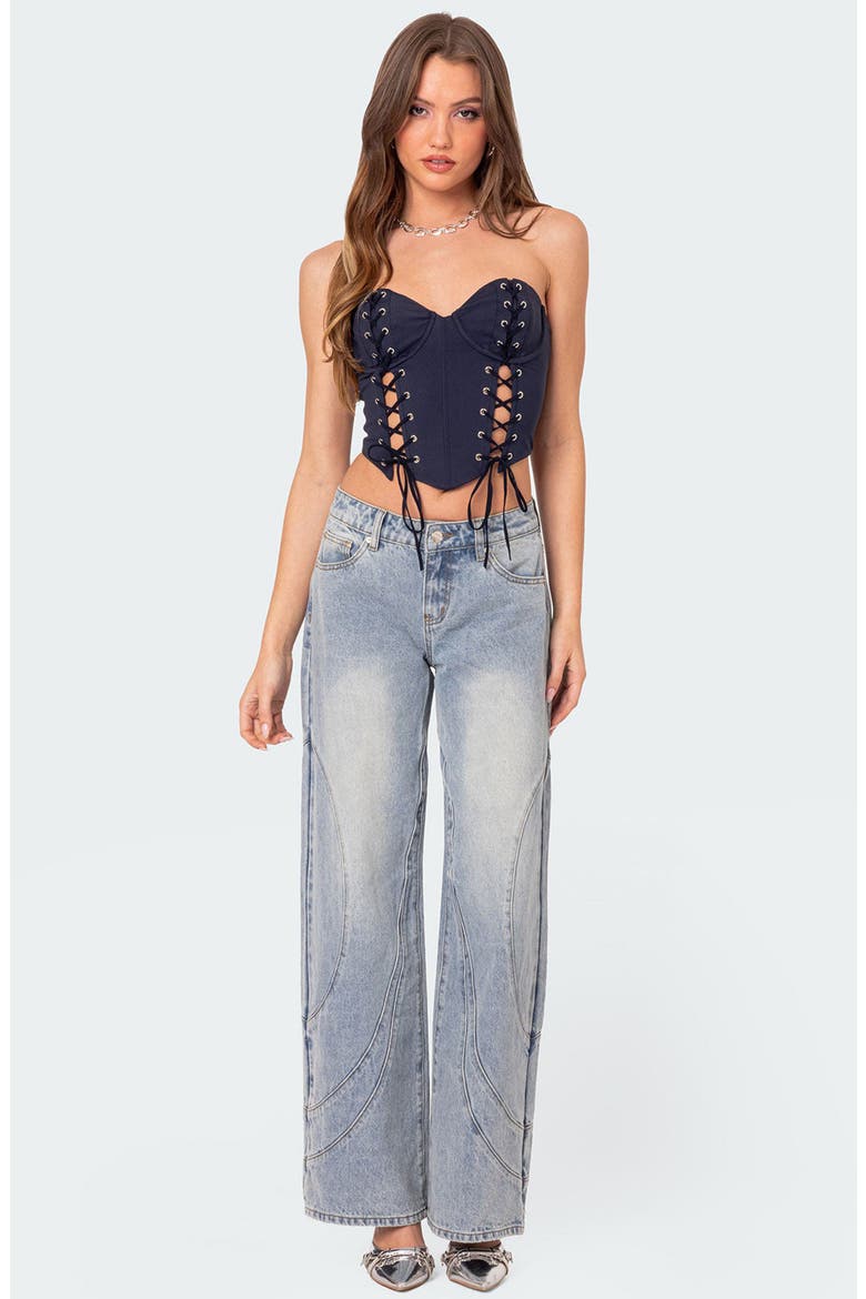 Oaklynn Stitch Detail Wide Leg Jeans, Alternate, color, LIGHT-BLUE