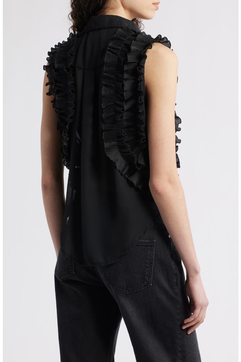 Maite Embellished Ruffle Sleeveless Shirt, Alternate, color, BLACK