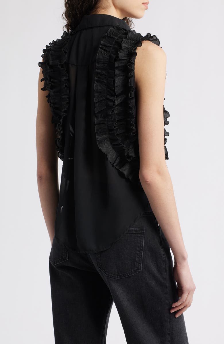 NIKKI LUND Maite Embellished Ruffle Sleeveless Shirt, Alternate, color, Black