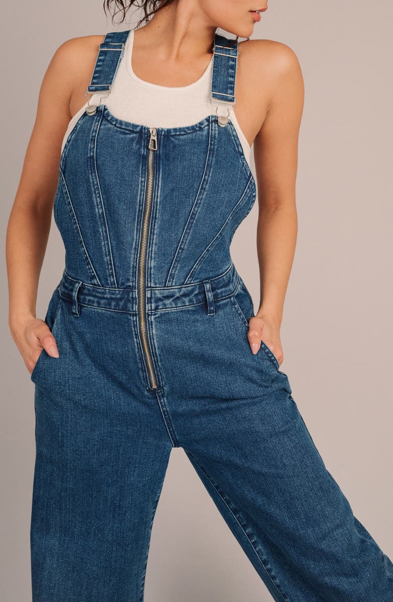 Avec Les Filles Corset Denim Overalls, Alternate, color,