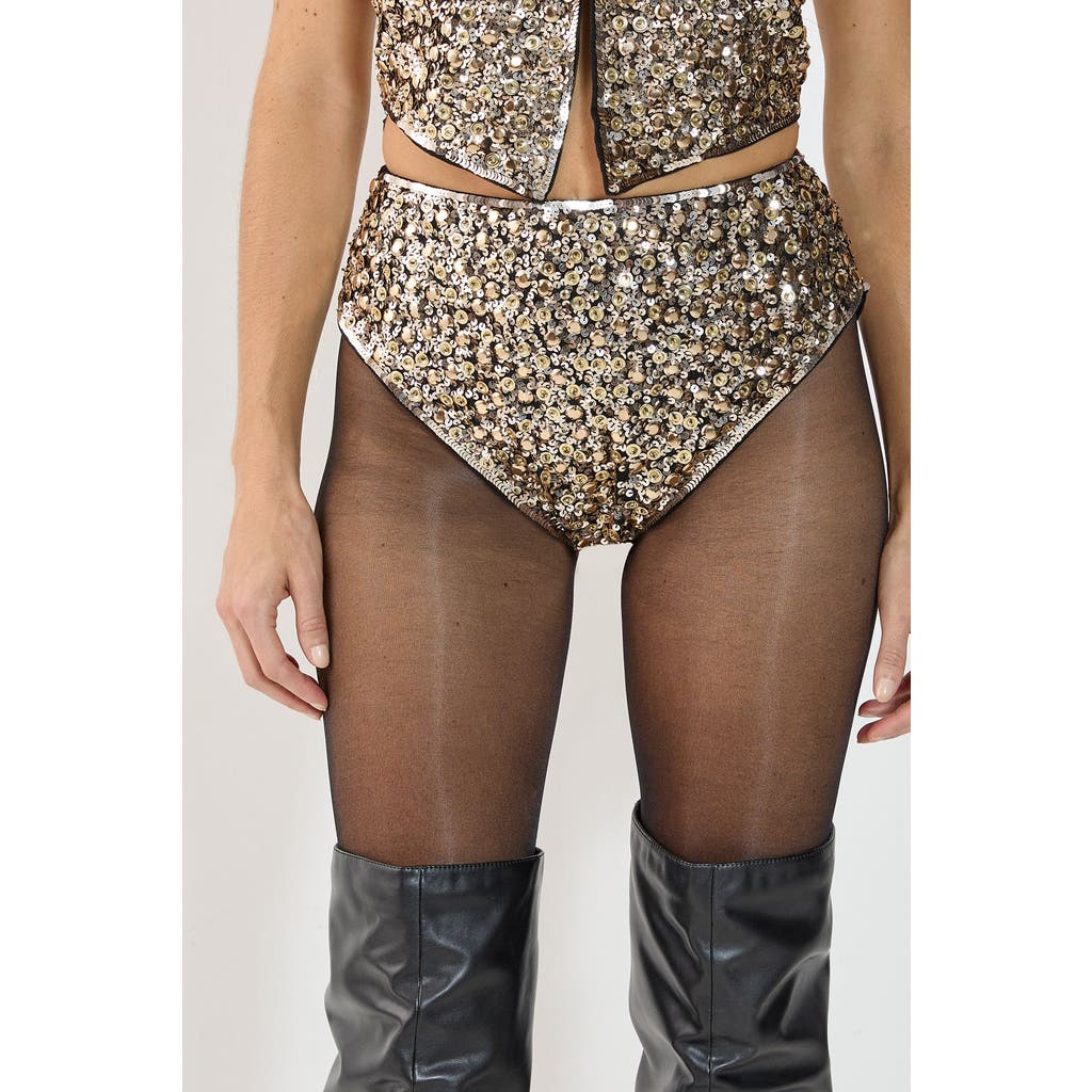 Nasty Gal Cluster Hand Embellished Booty Shorts In Gold