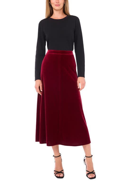 Vince Camuto Velvet A-line Maxi Skirt In Red