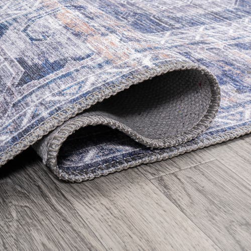 Jonathan Y Alanya Ornate Medallion Machine-washable Round Area Rug In Navy/cream