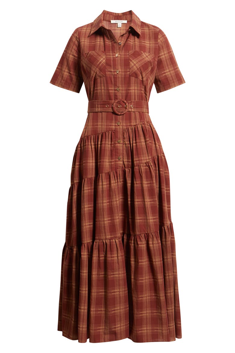 Plaid Belted Maxi Dress, Alternate, color, BURGUNDY PLAID
