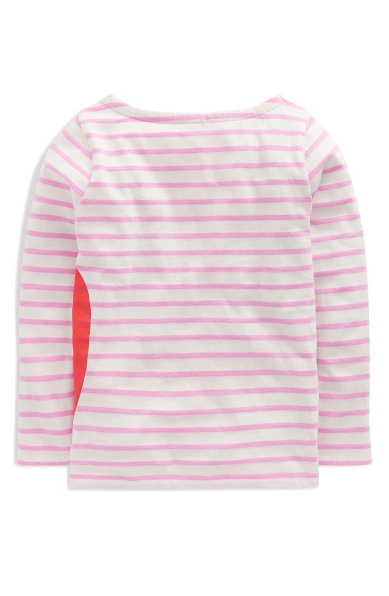Mini Boden Kids' Ella Stripe Strawberry Appliqué Long Sleeve Graphic T-Shirt, Alternate, color, 