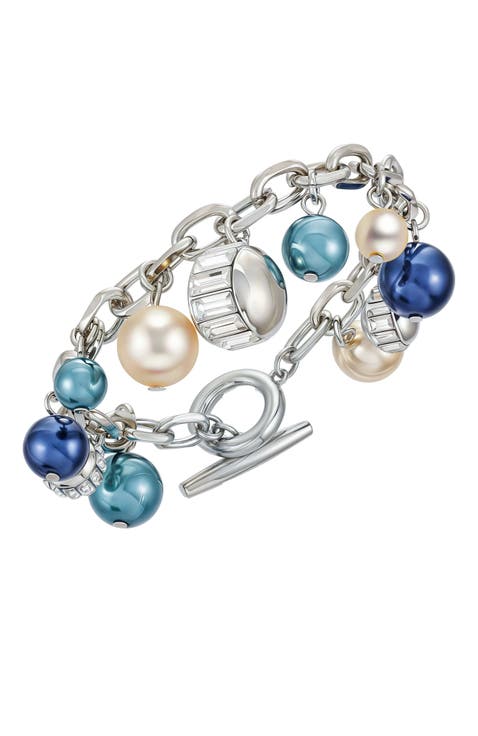 Pearl Crystal Charm Bracelet