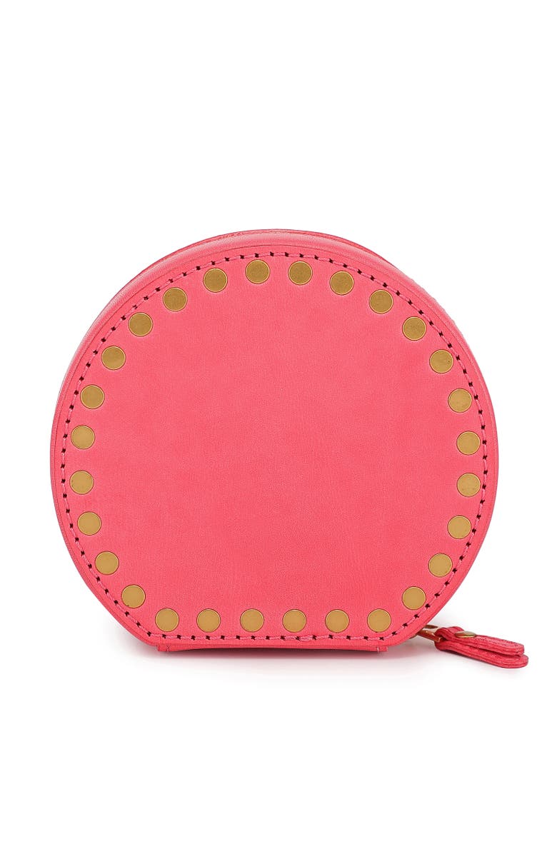 OLD TREND Round Genuine Leather Travel Jewelry Box, Main, color, Pink