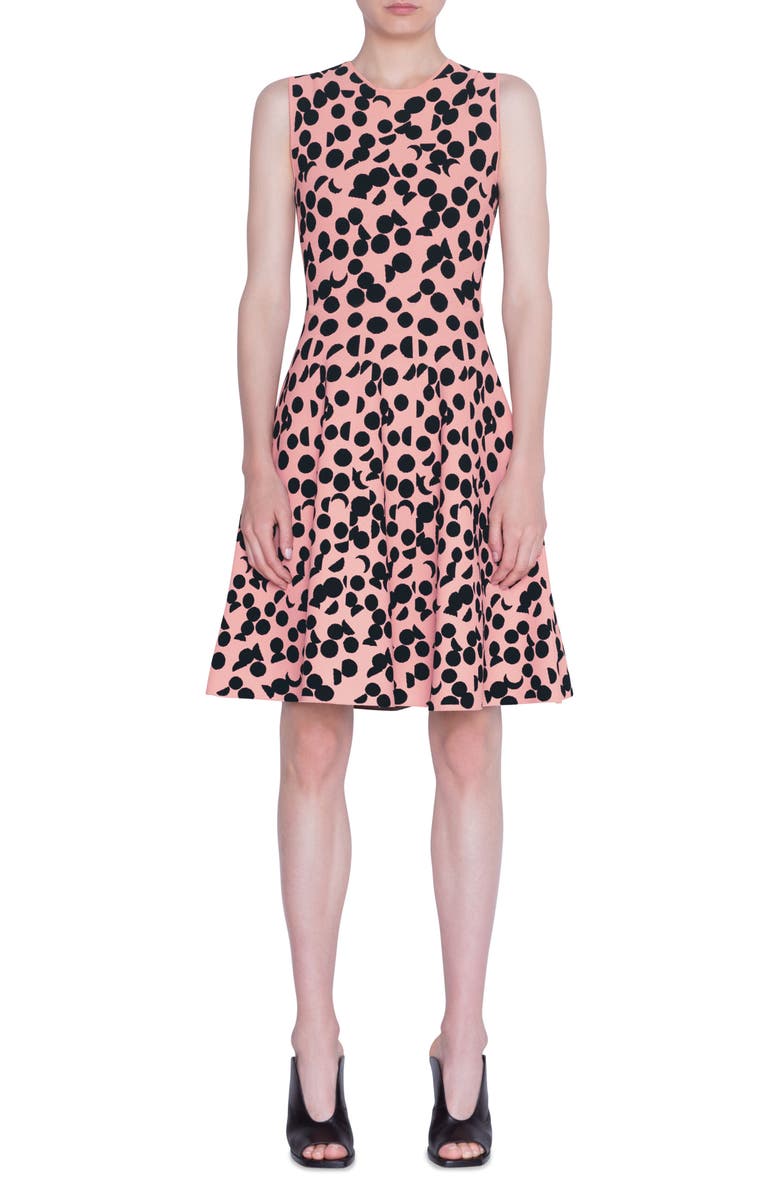Akris punto Luna Dot Jacquard Fit & Flare Dress, Main, color, 