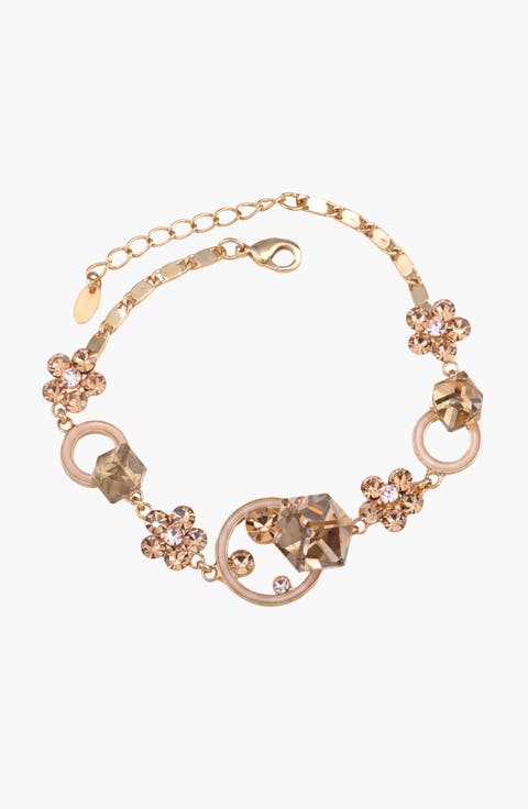 Crystal Daisy Flower Adjustable Bangle Bracelet