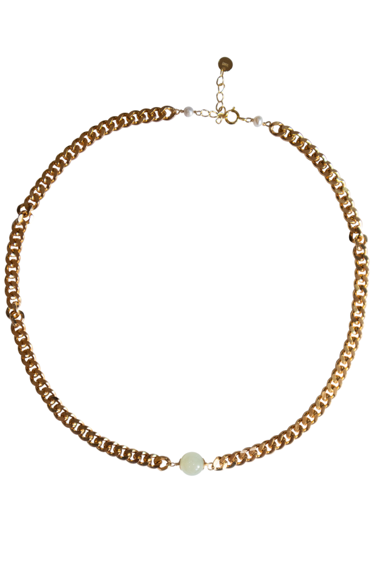 seree Charlotte Green jade gold chain necklace, Main, color, Gold
