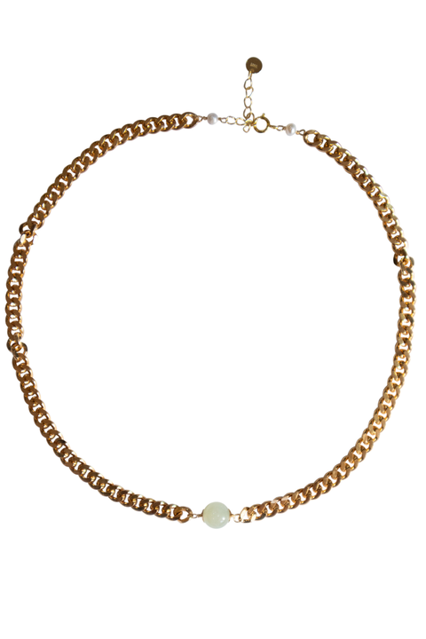 Charlotte Green jade gold chain necklace