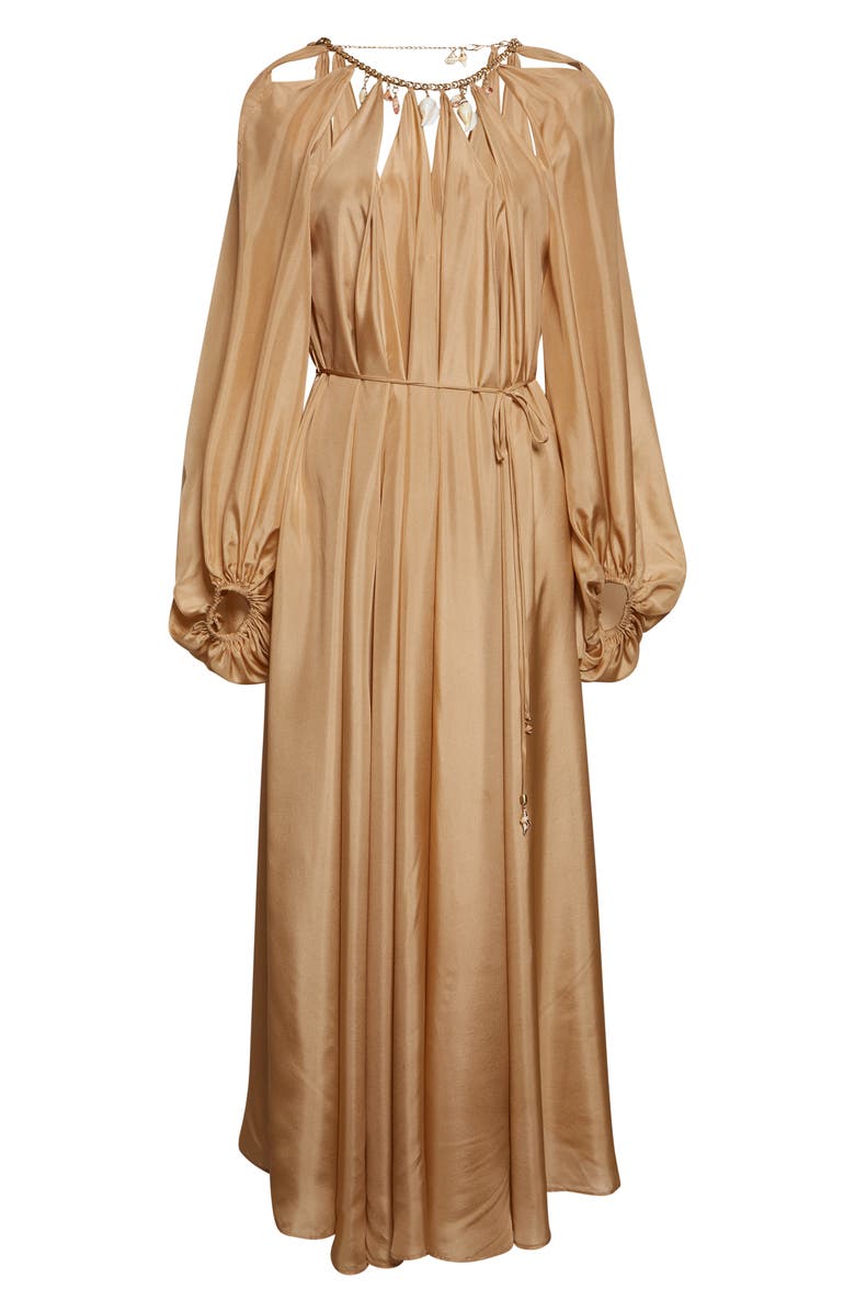 Zimmermann Mahon Long Sleeve Silk Habutae Maxi Dress, Alternate, color, Champagne