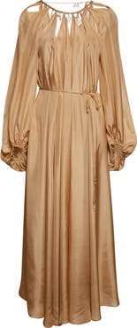 Zimmermann Mahon Long Sleeve Silk Habutae Maxi Dress