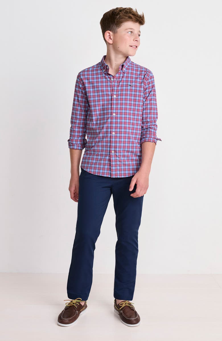 vineyard vines Kids' Duval Check Button-Down Shirt, Alternate, color, Tide Blue