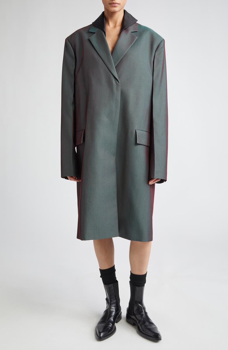 Jil Sander Tailored Iridescent Gabardine Boxy Coat, Main, color, 