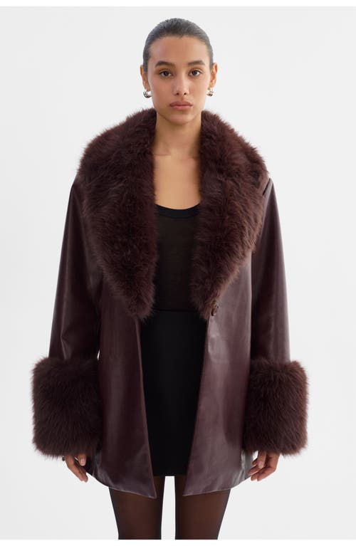 Lamarque Rosabella | Recycled Leather Mid-length Coat In Brown