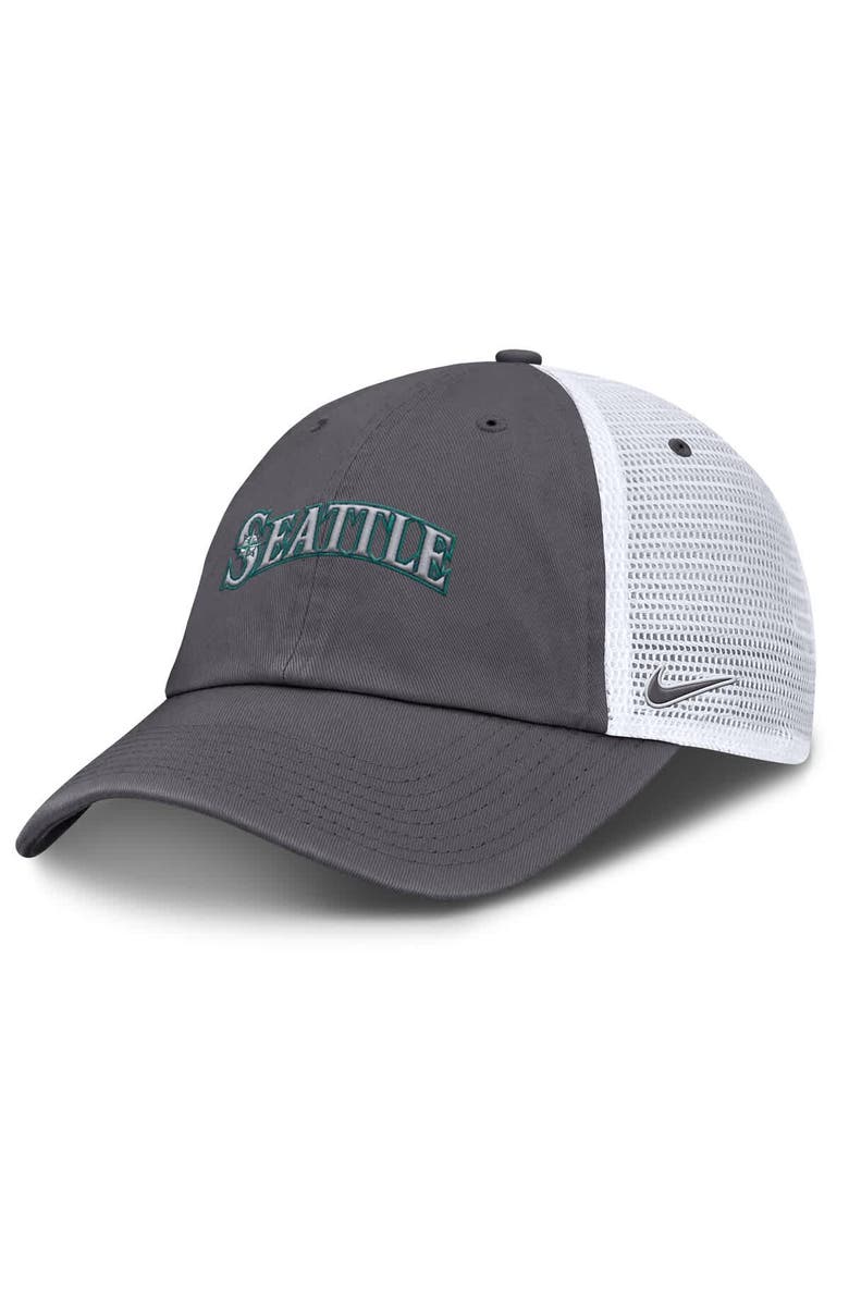 Nike Men's Nike Gray Seattle Mariners Wordmark Club Adjustable Trucker Hat, Main, color, Gray