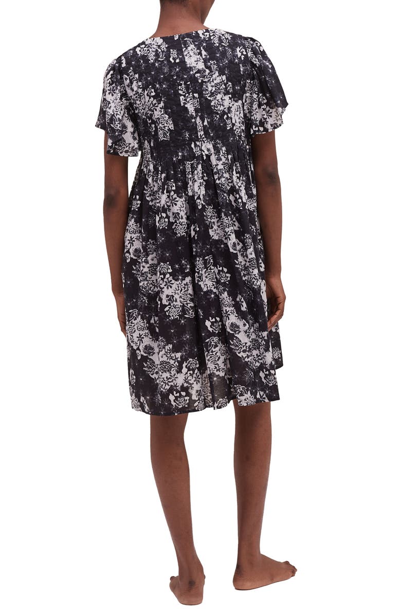 Desmond & Dempsey Pleated Flutter Sleeve Cotton Nightgown, Alternate, color, 