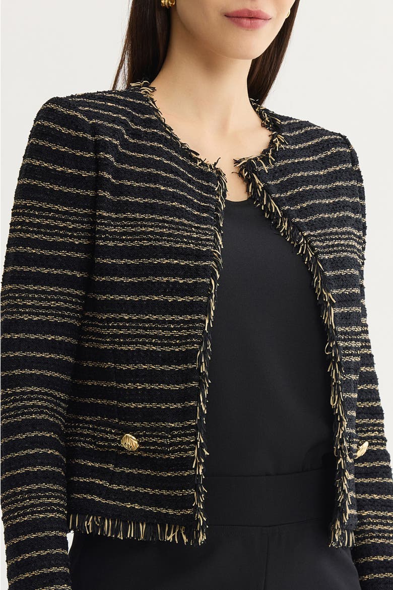 Lurex Tweed Knit Jacket, Alternate, color, Black/Gold