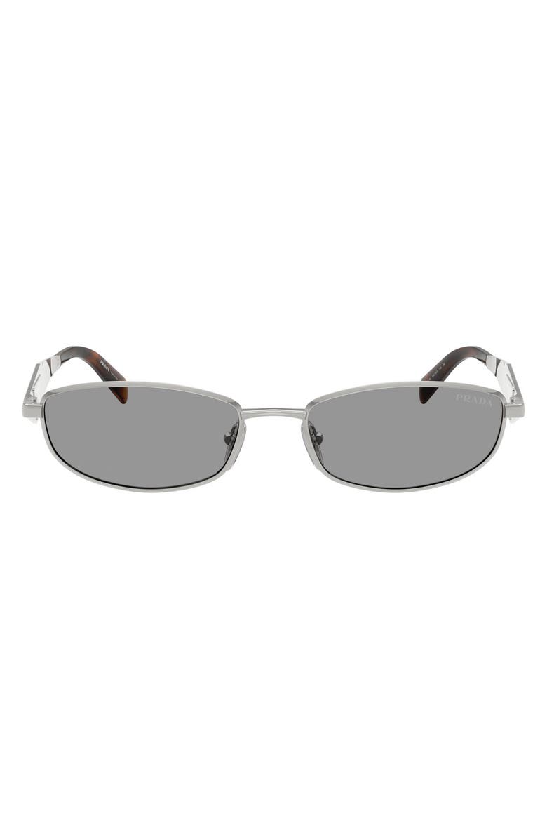 Prada 55mm Oval Sunglasses, Main, color, Silver / Grey