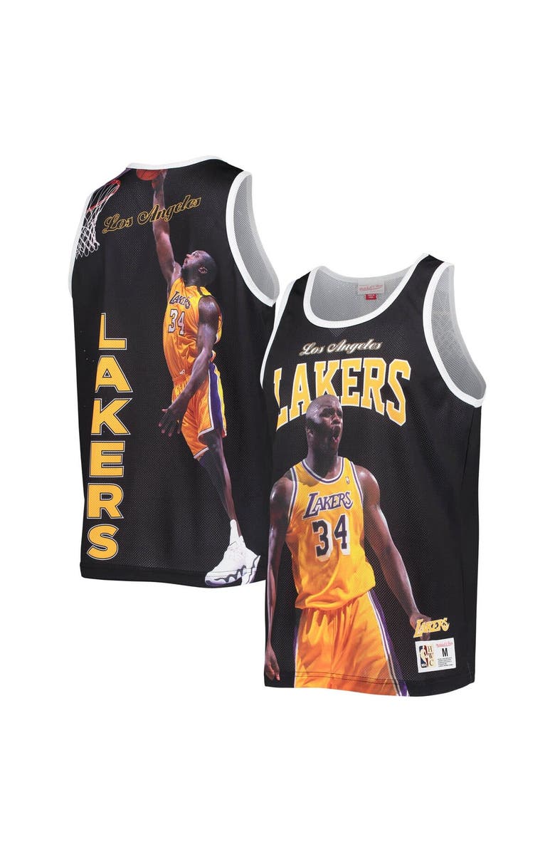 Mitchell & Ness Men's Mitchell & Ness Shaquille O'Neal Black Los Angeles Lakers Hardwood Classics Player Tank Top, Main, color, 