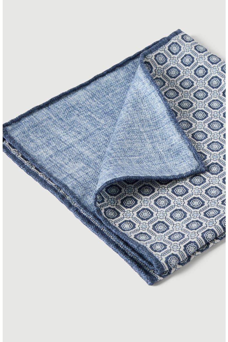 Silk pocket square with geometric design, Alternate, color, Blue