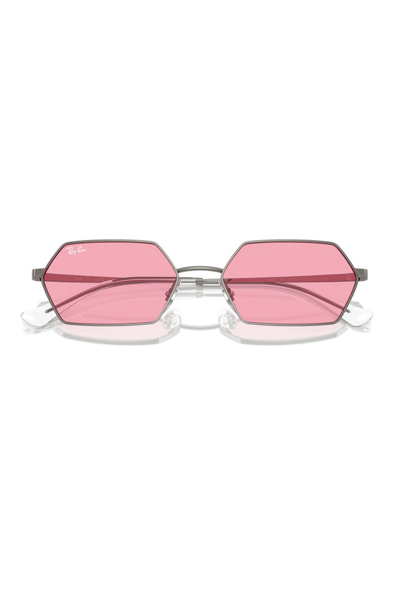 Yevi 58mm Tinted Rectangular Sunglasses, Alternate, color, PINK