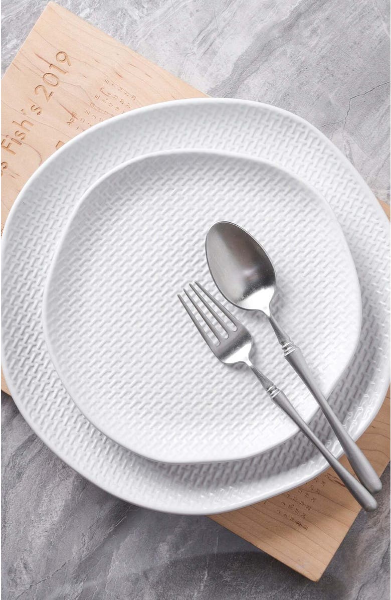 Stone Lain Abigael Stoneware 4-Piece Dinner Plate Set, Alternate, color, White