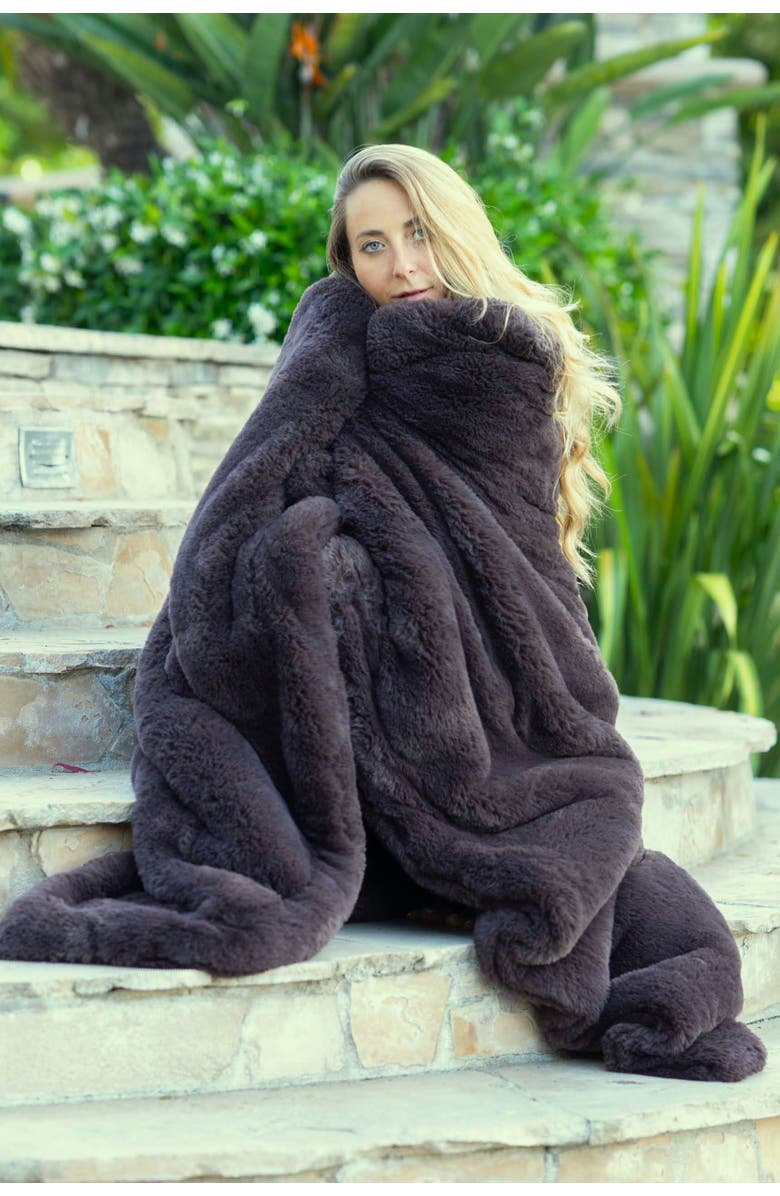 Sea To Me Blankets Venice Faux Fur Throw, Alternate, color, Mocha Truffle
