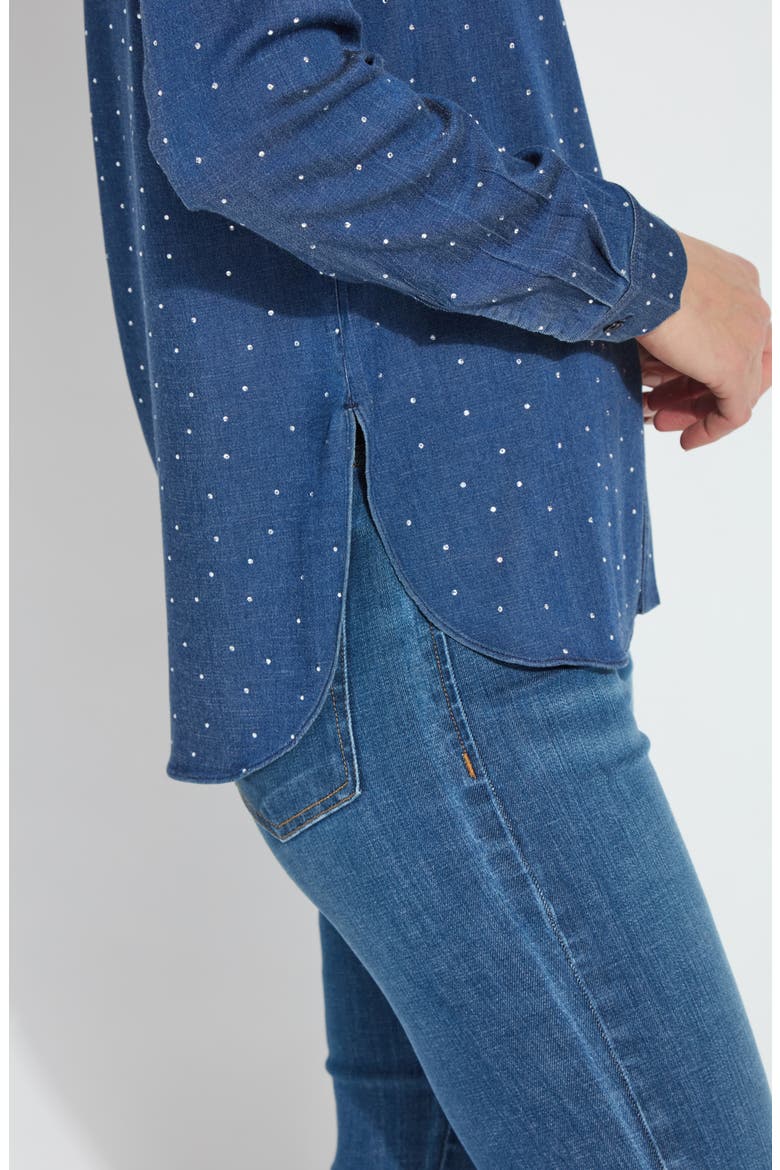 Crystal Chambray Shirt, Alternate, color, DARK MID WASH