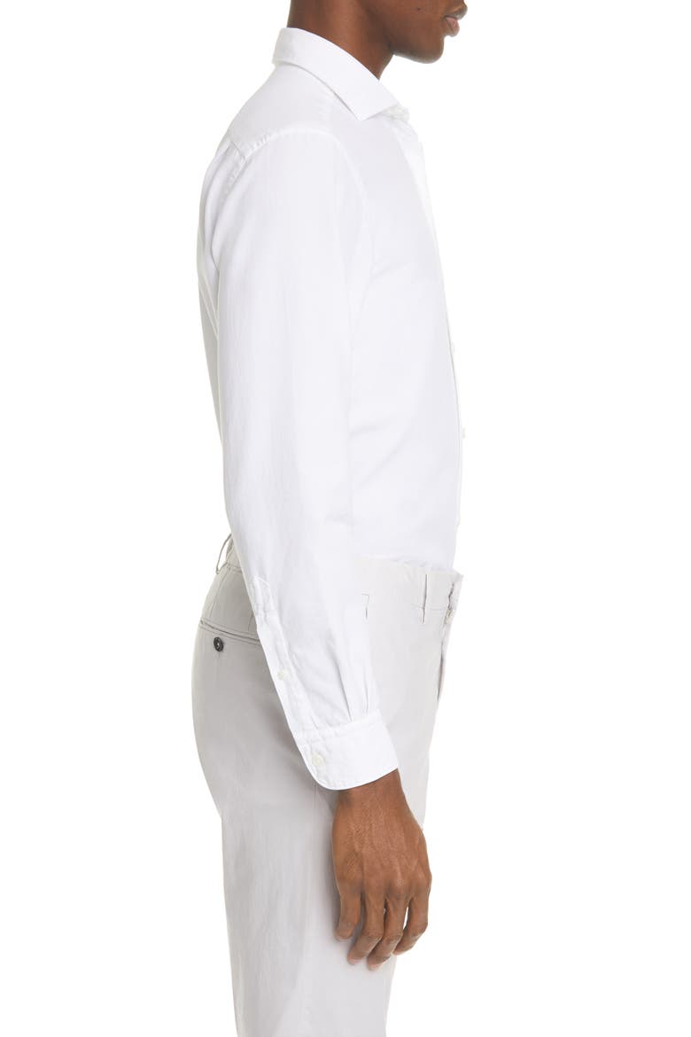 Ermenegildo Zegna Classic Fit Garment Dyed Button-Up Shirt, Alternate, color, WHITE