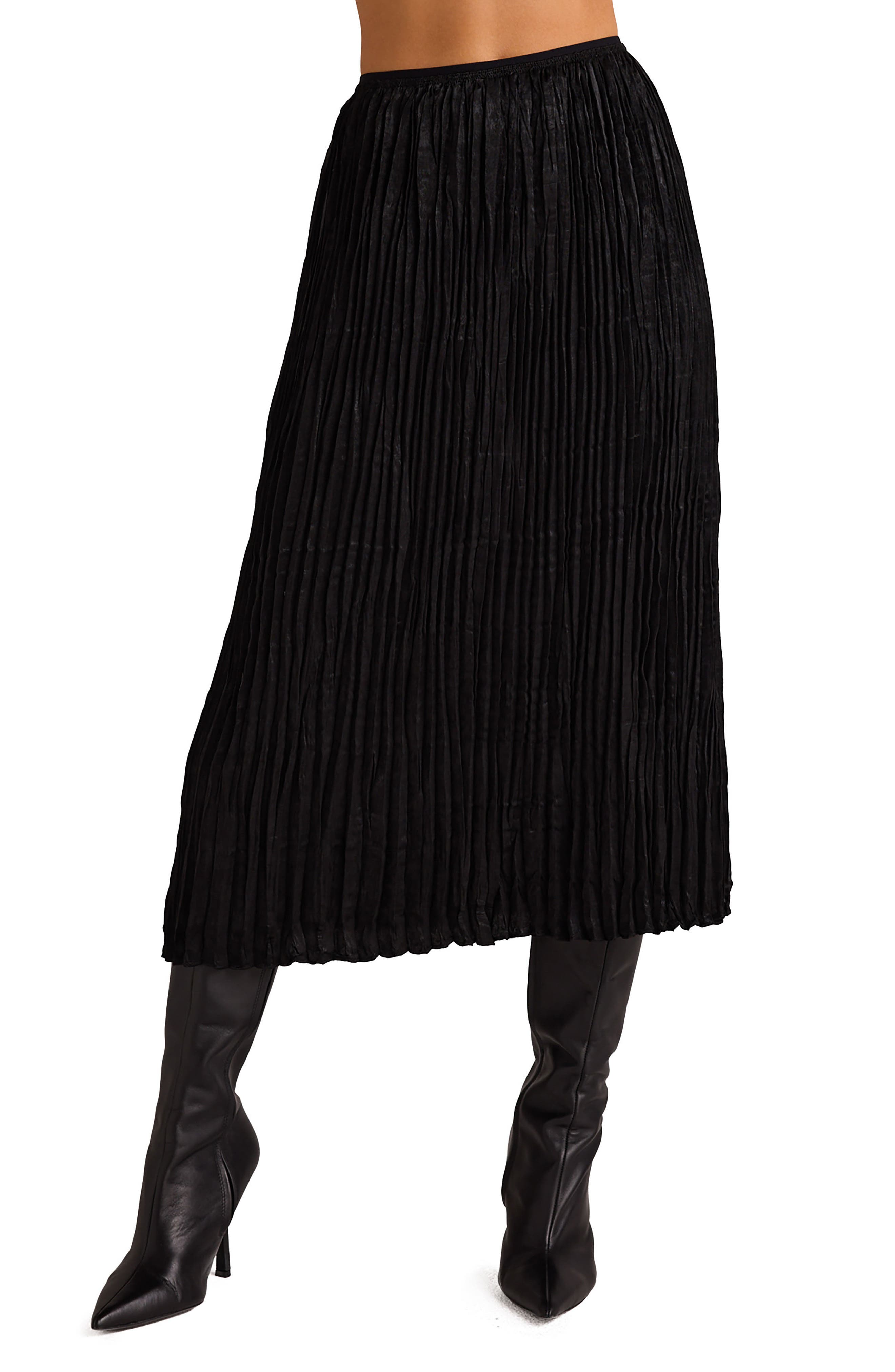 Variegated Pleated Midi Skirt