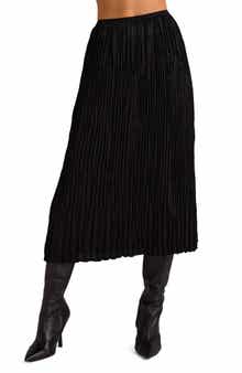 Variegated Pleated Midi Skirt