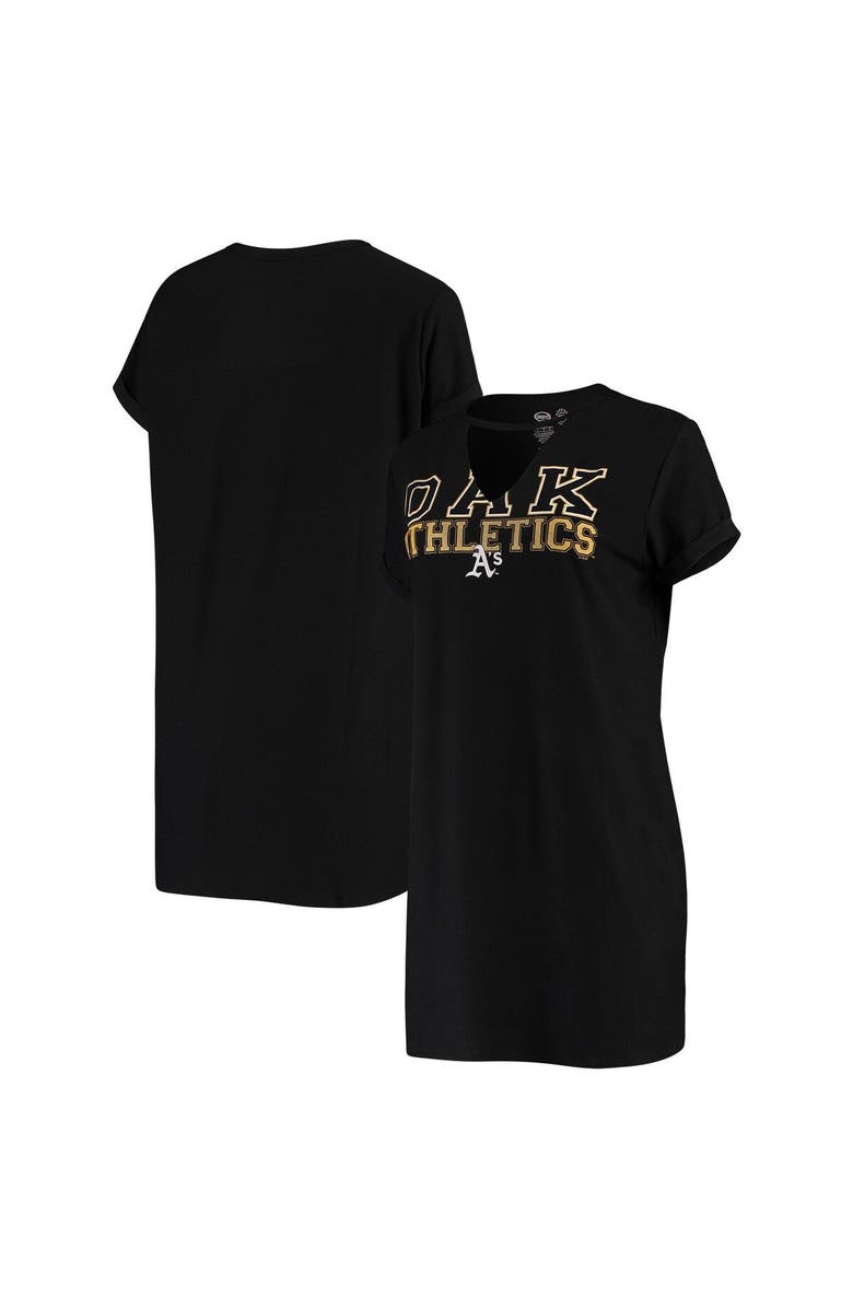 CONCEPTS SPORT Women's Concepts Sport Black Oakland Athletics Fairway Nightshirt, Main, color, 