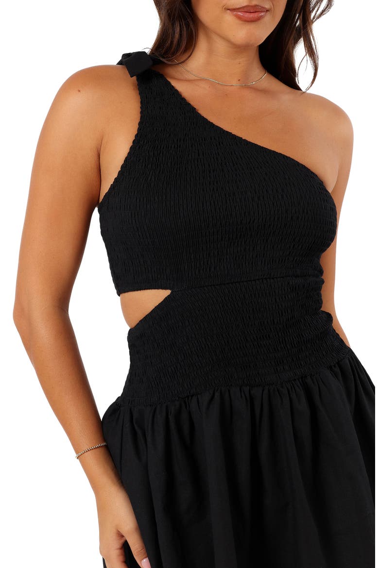Allison One-Shoulder Cotton Minidress, Alternate, color, BLACK
