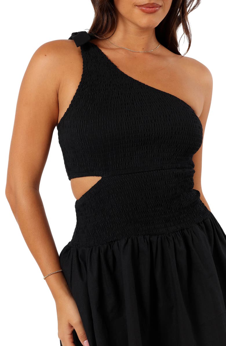 Petal & Pup Allison One-Shoulder Cotton Minidress, Alternate, color, Black