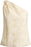 Lauren Ralph Lauren Floral Eyelet Embroidered One Shoulder Cotton Voile Top