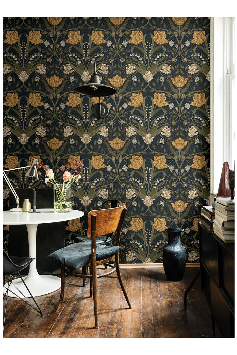 Filippa Tulip Wallpaper, Alternate, color, BLUE