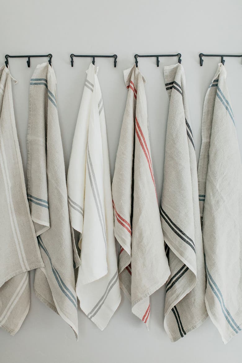 Vintage Linen Towels  - Set of 2, Alternate, color, Ivory/Grey 20" x 30"