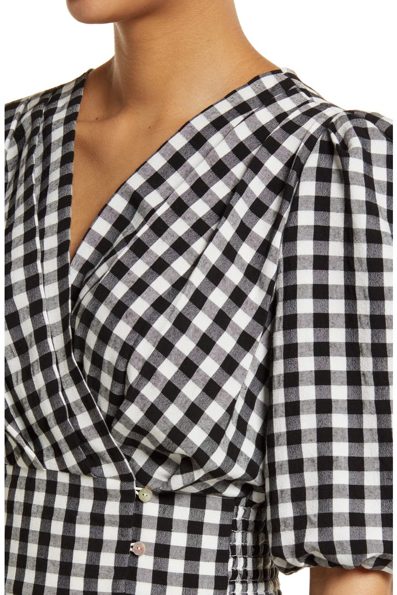 Karma Gingham Crop Wrap Top, Alternate, color, SNOW WHITE W/ BLACK CHECK