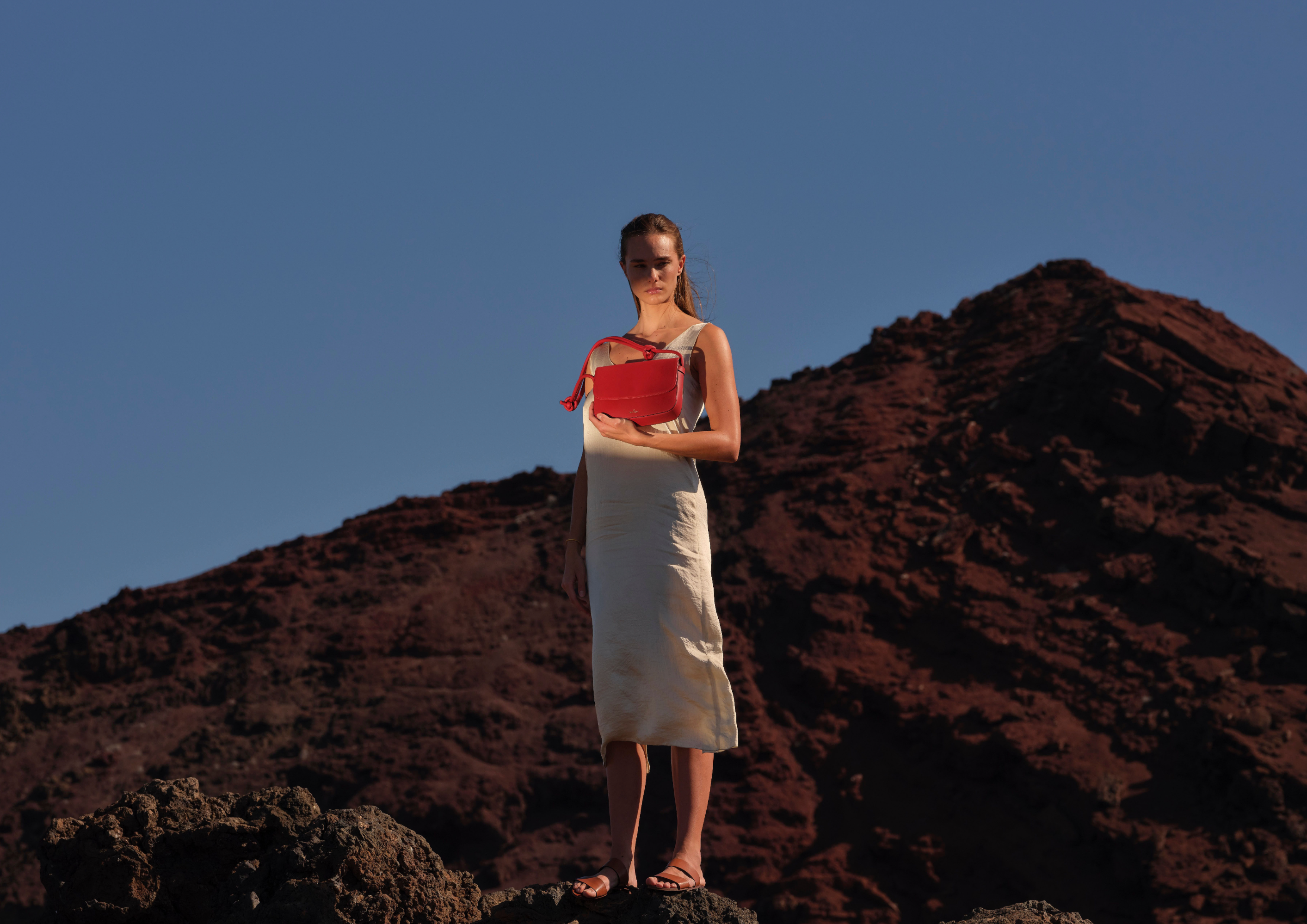 LA PORTEGNA Lucia Shoulder Bag With Sliding Knots, Alternate, color, Red