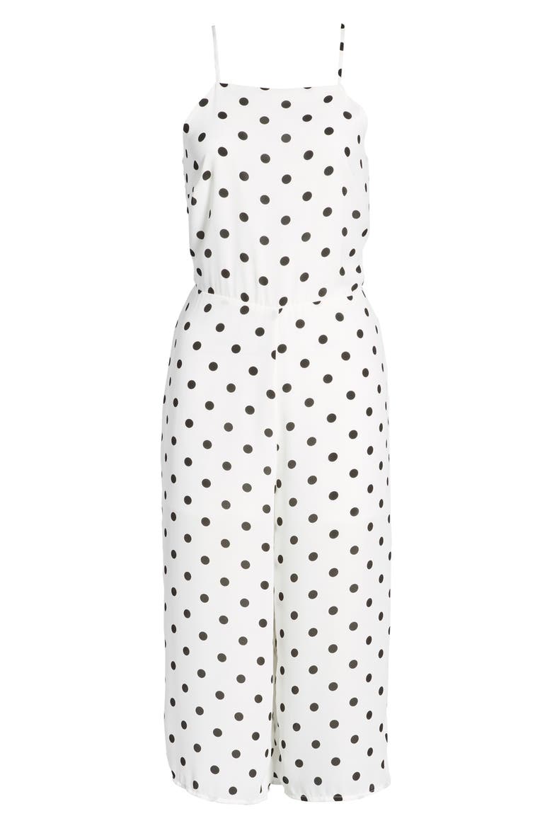 Culotte Jumpsuit, Alternate, color, WHITE BLACK DOT