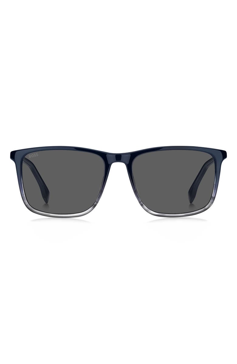 BOSS 56mm Ombré Square Sunglasses, Main, color, Blue Horn Grey