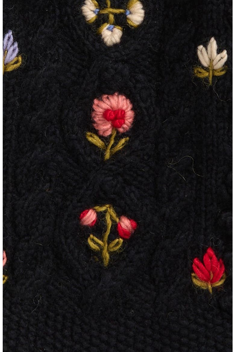 Narrow Cable Knit Scarf, Alternate, color, BLACK