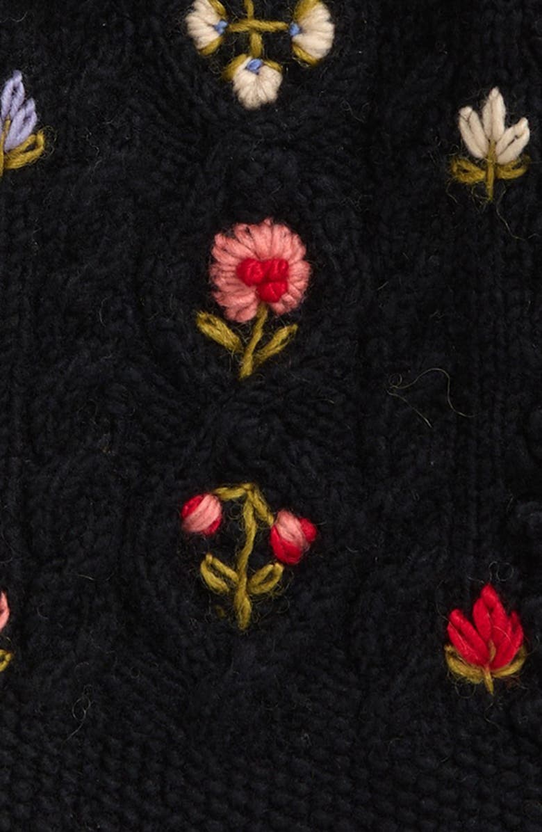 FRENCH KNOT Narrow Cable Knit Scarf, Alternate, color, Black