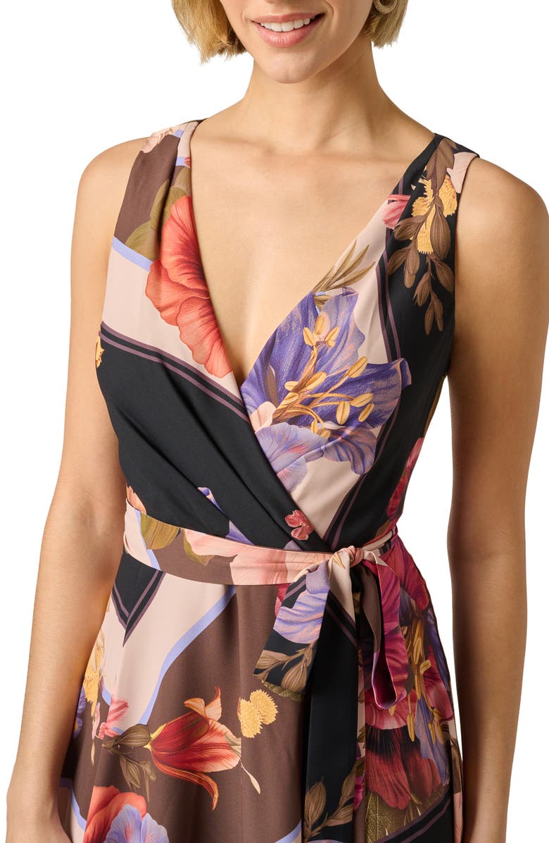 Adrianna Papell Print Handkerchief Midi Dress, Alternate, color, Black Multi